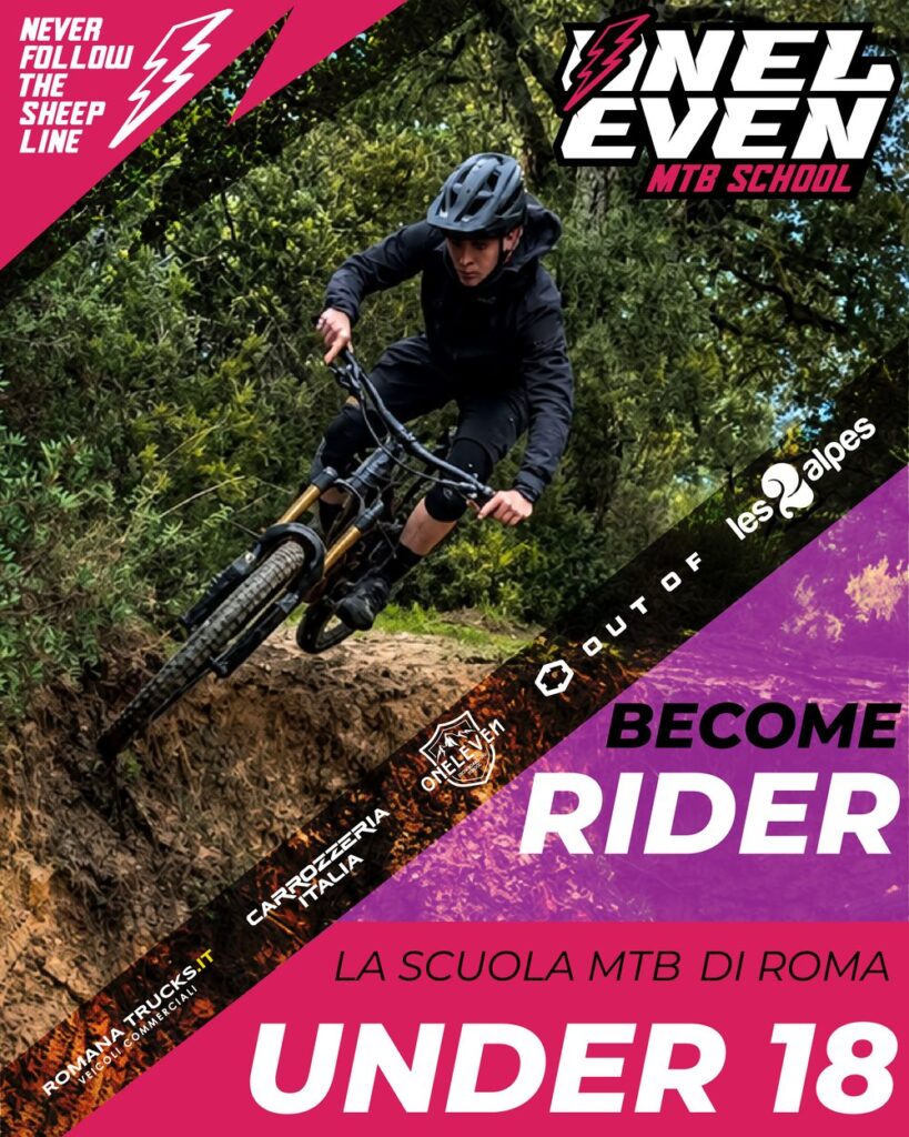 Scuola MTB Under 18 1 locandina della scuola di mtb oneleven sui corsi mountain bike roma nord